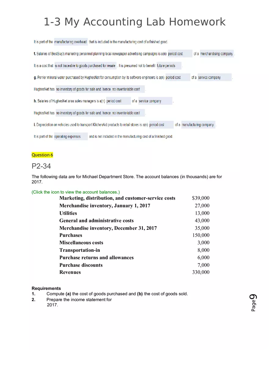 My Accounting Lab Homework - Page 17