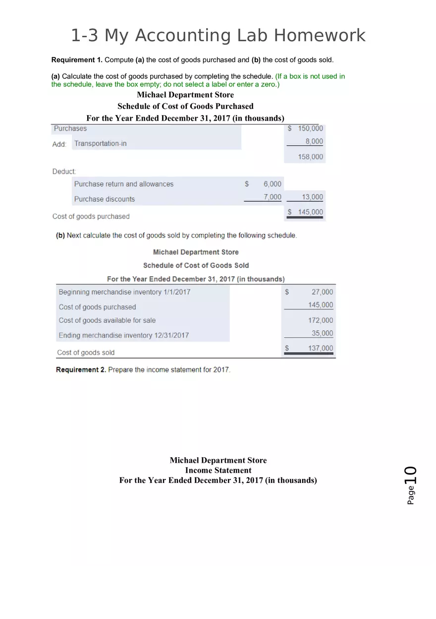 My Accounting Lab Homework - Page 18
