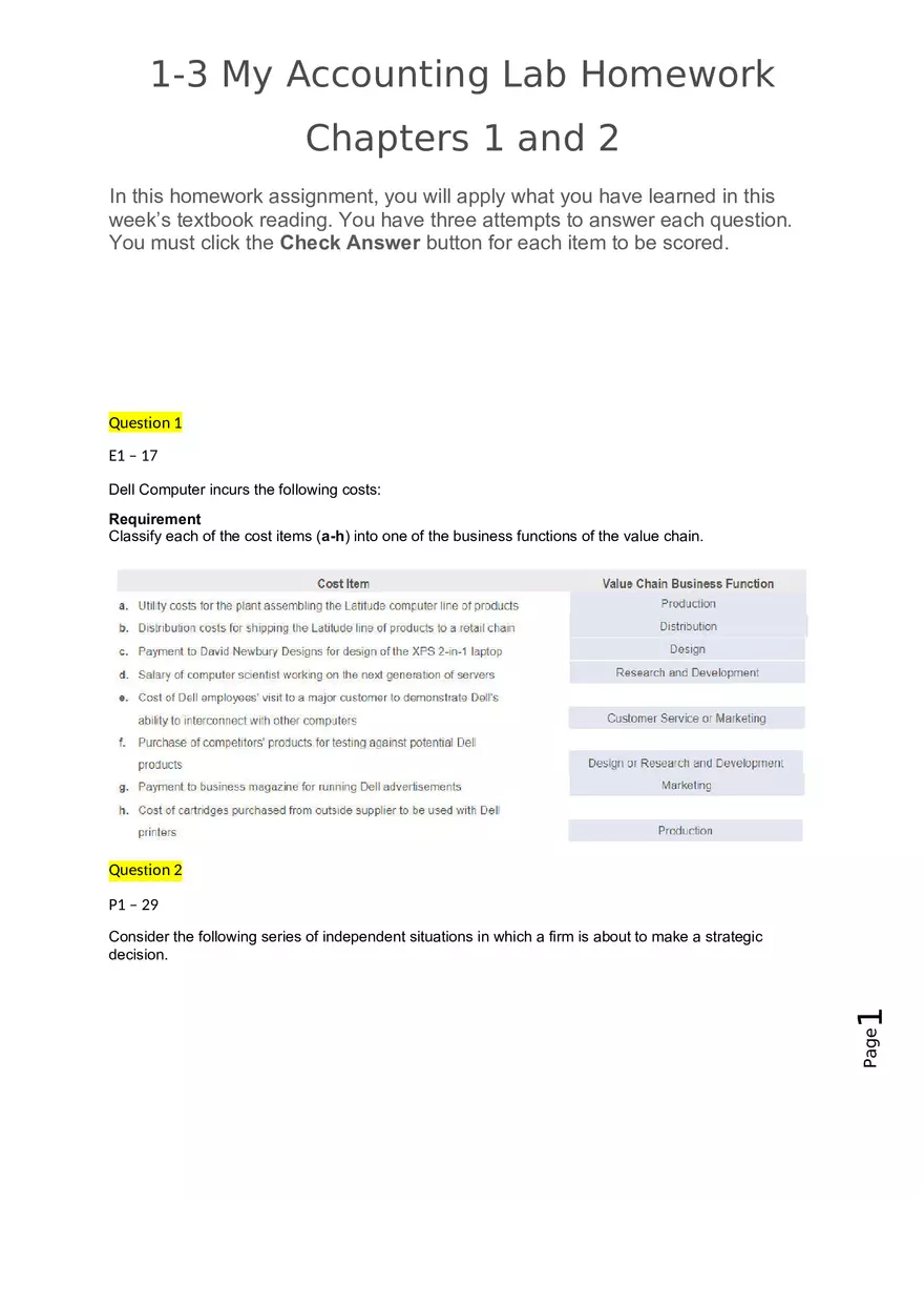 My Accounting Lab Homework - Page 1