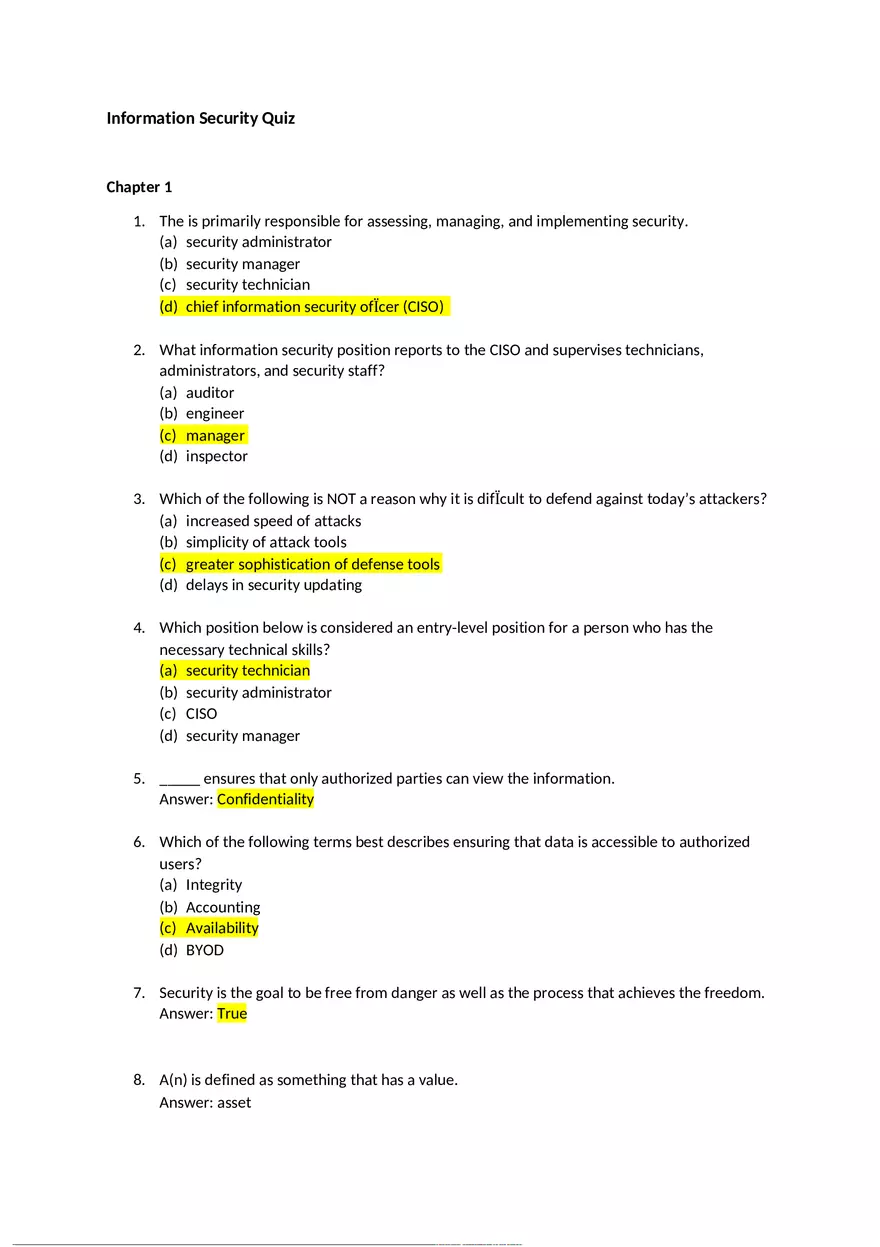Information Security Quiz - Page 1