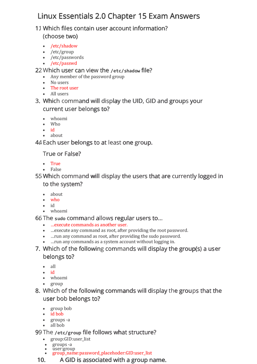 Linux Essentials 2.0 Chapter 15 Exam Answers - Page 1