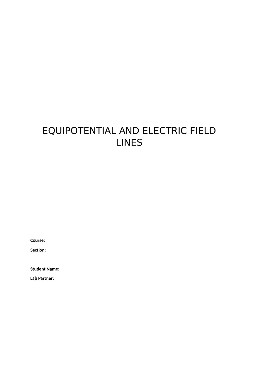 Equipotential and Electric Field Lines - Page 1