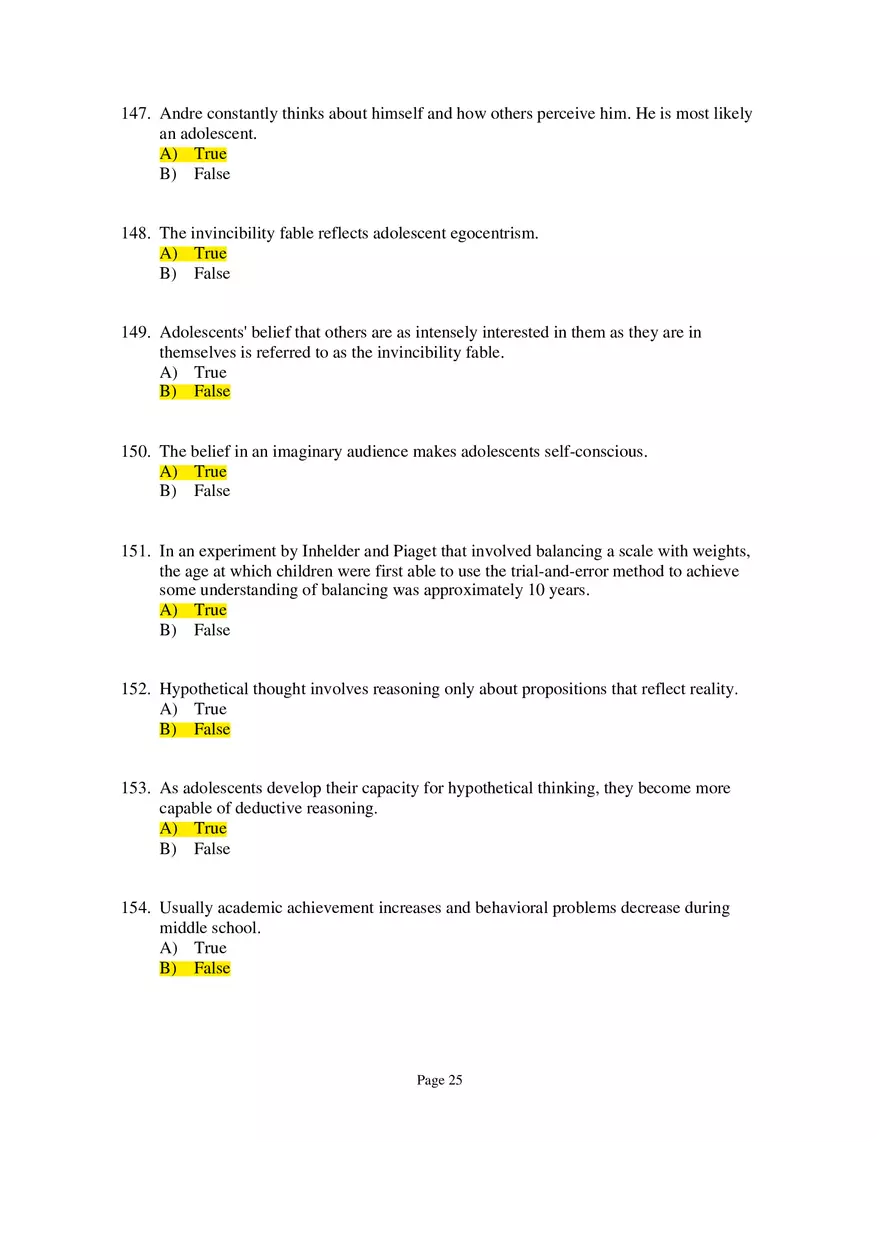 Chapter 09 Adolescence True-False Questions - Page 4