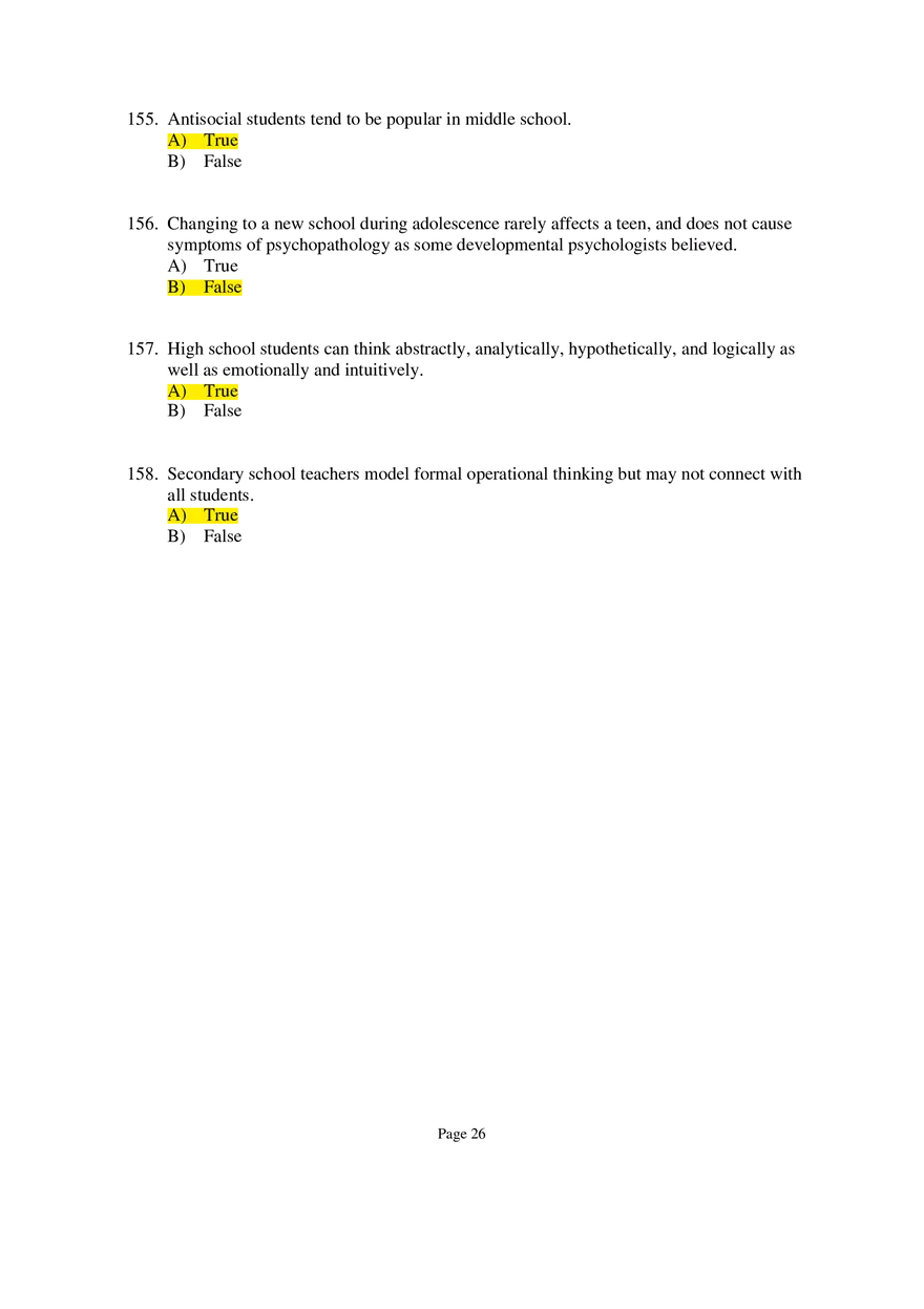 Chapter 09 Adolescence True-False Questions - Page 5