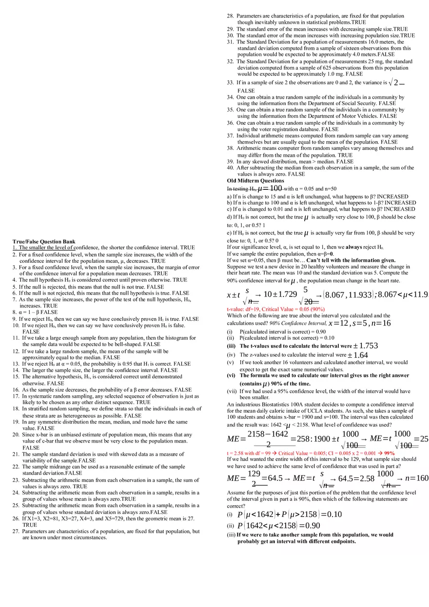 Biostats Final Answers - Page 1