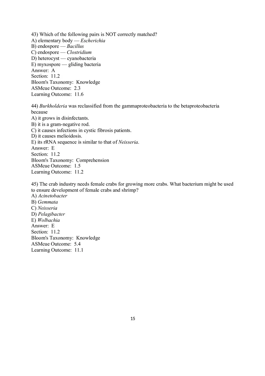Chapter 11 The Prokaryotes Domains Bacteria and Archaea Multiple Choice - Page 7
