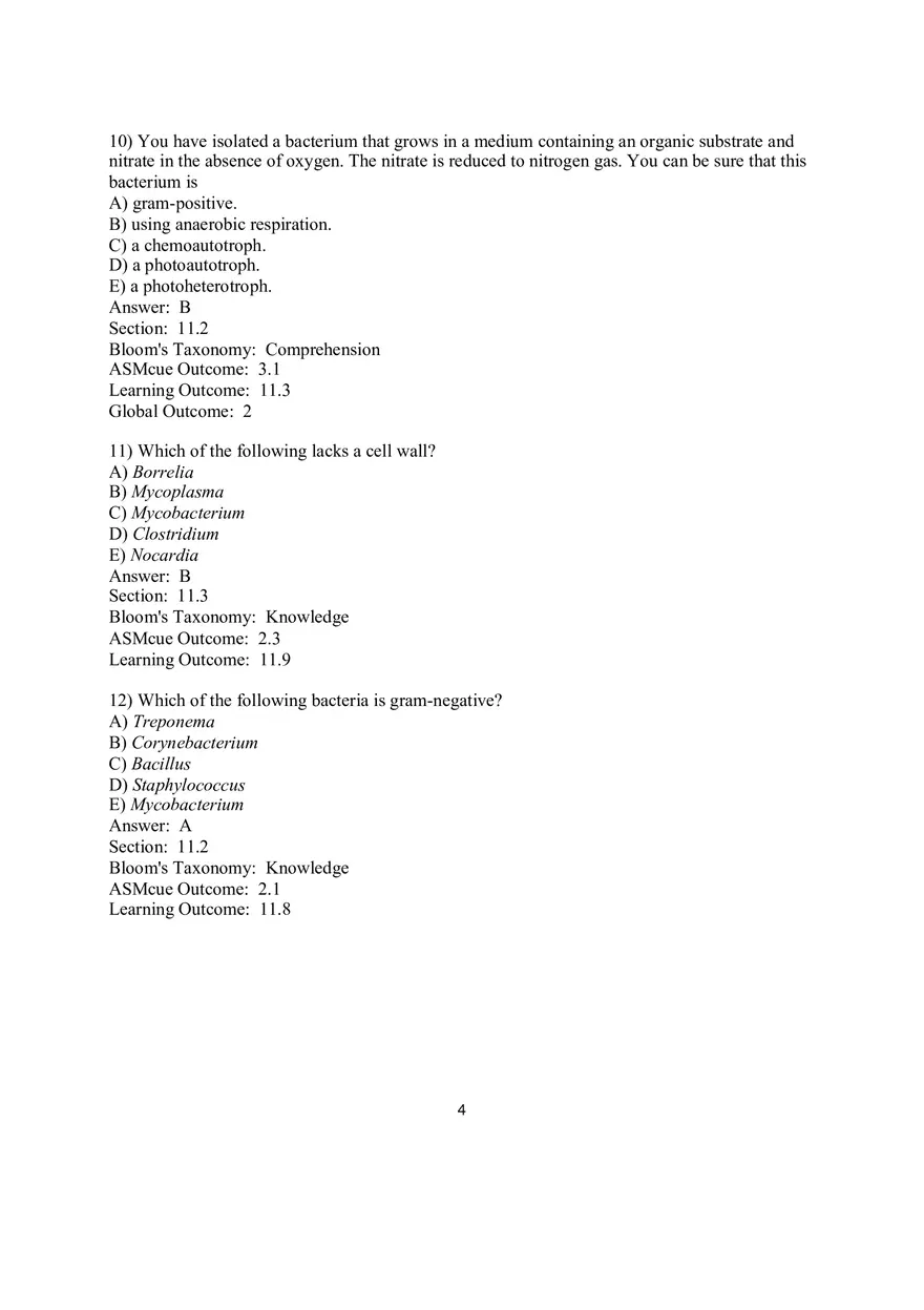 Chapter 11 The Prokaryotes Domains Bacteria and Archaea Multiple Choice - Page 9