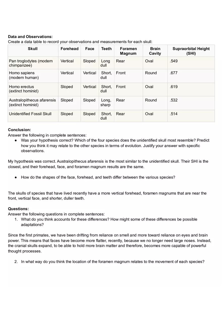 Primate Evolution - Skull Analysis Virtual Lab - Page 2