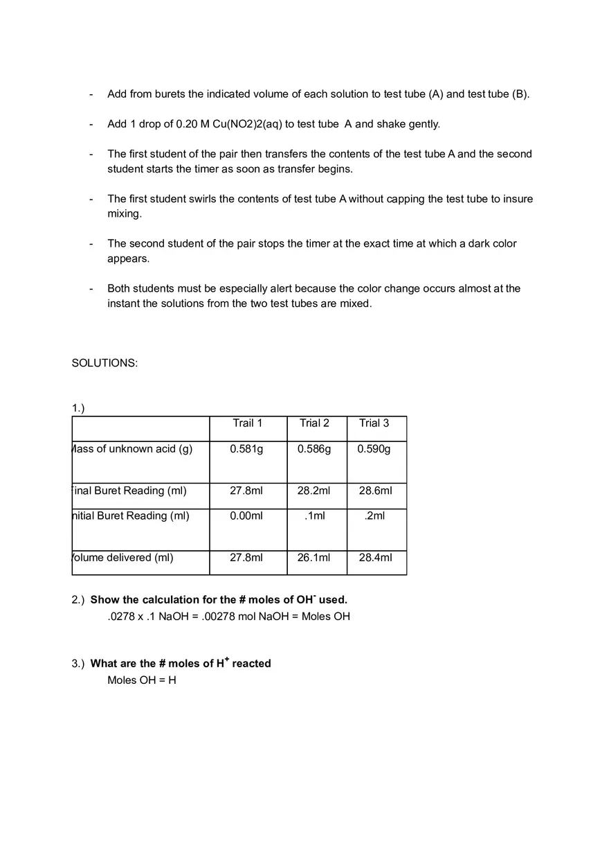 The Rate of a Chemical Reaction Using an Iodine Clock Reaction - Page 4