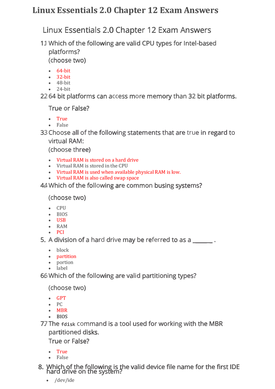 Linux Essentials 2.0 Chapter 12 Exam Answers - Page 1