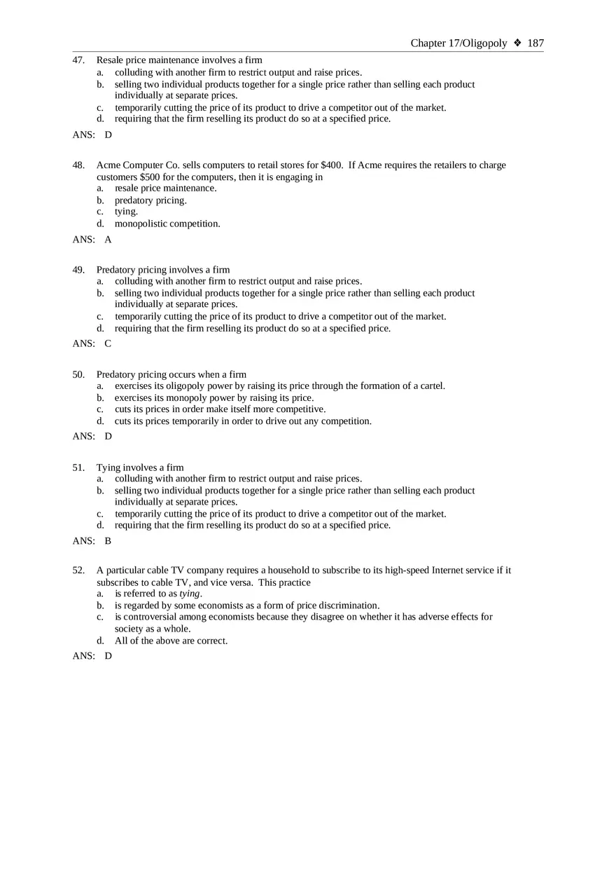 Chapter 17 Oligopoly Sec03-04 Multiple Choice - Page 9