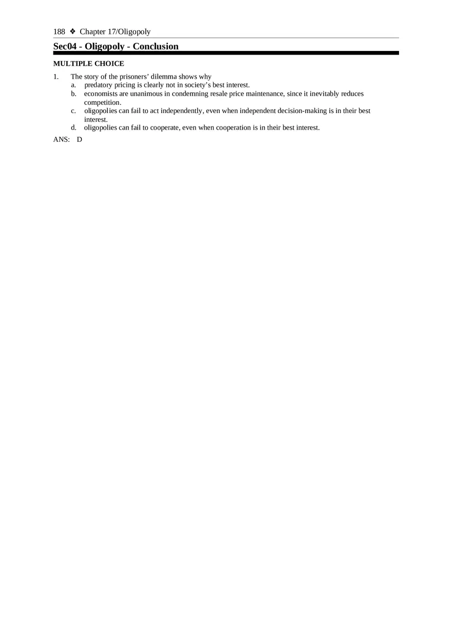 Chapter 17 Oligopoly Sec03-04 Multiple Choice - Page 10