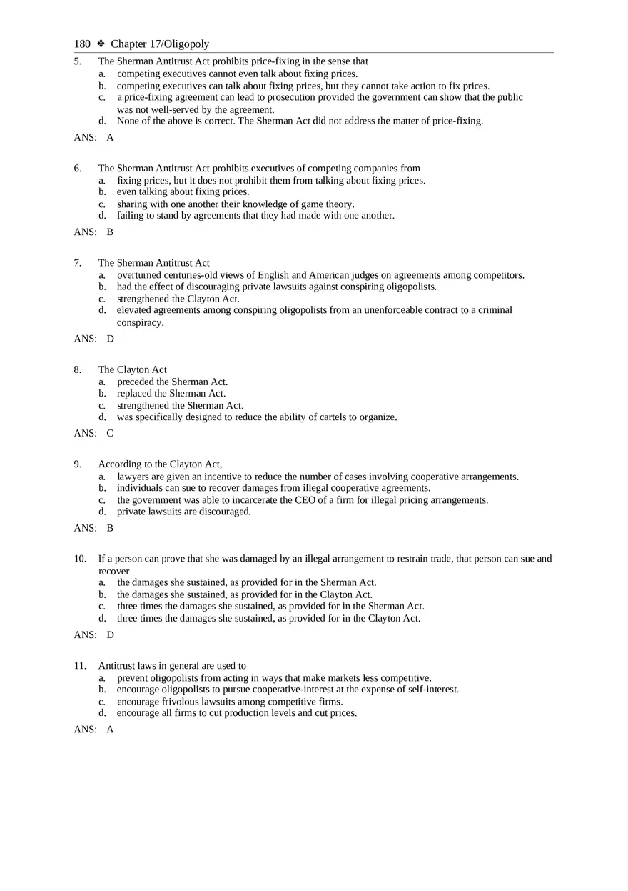 Chapter 17 Oligopoly Sec03-04 Multiple Choice - Page 2
