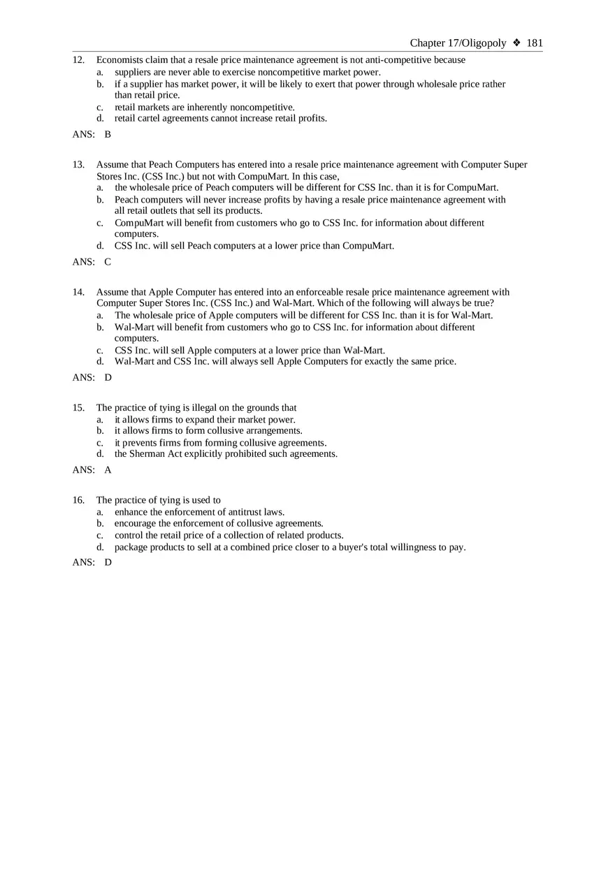 Chapter 17 Oligopoly Sec03-04 Multiple Choice - Page 3