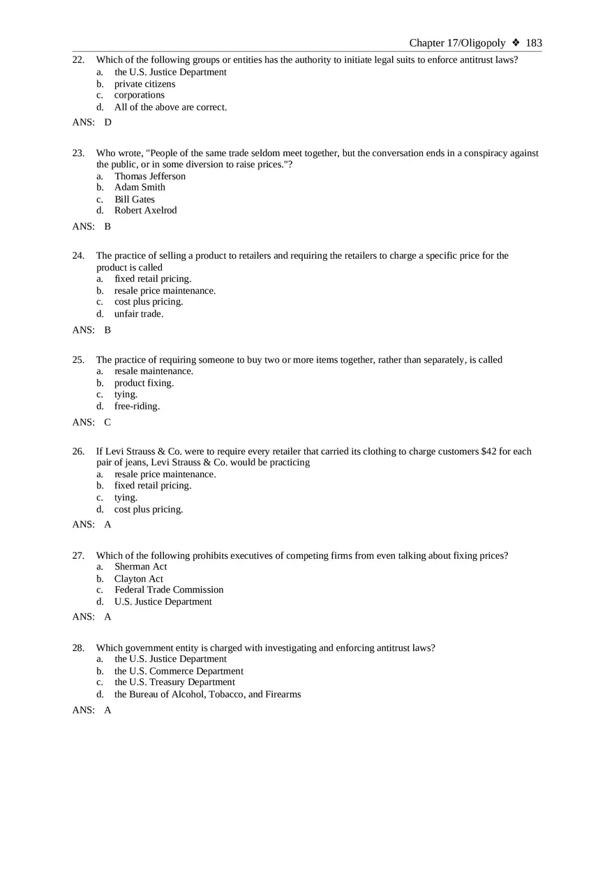Chapter 17 Oligopoly Sec03-04 Multiple Choice - Page 5