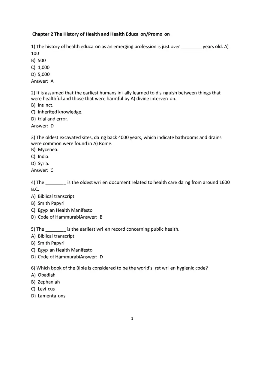 The History of Health and Health Education - Page 1