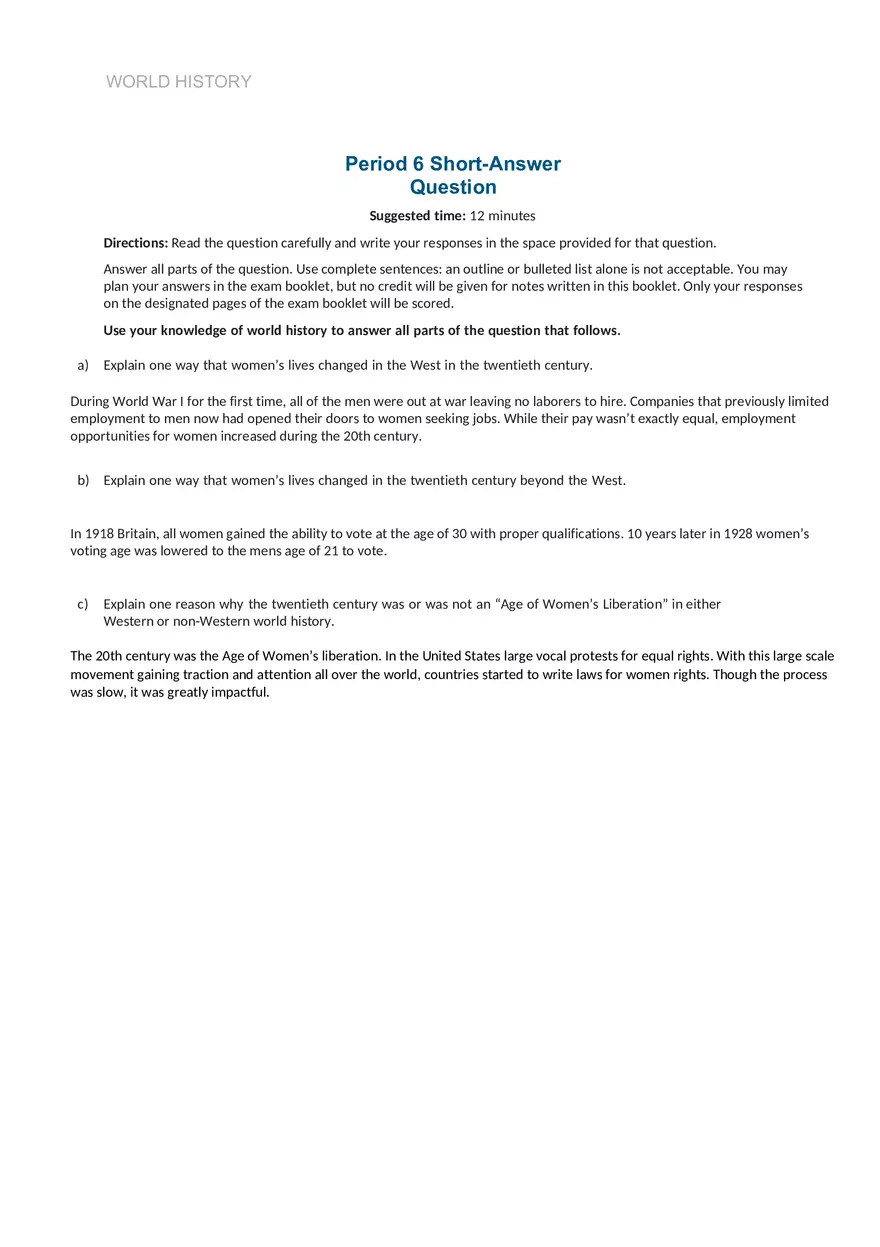 World History Period 6 Short - AnswerQuestion - Page 1