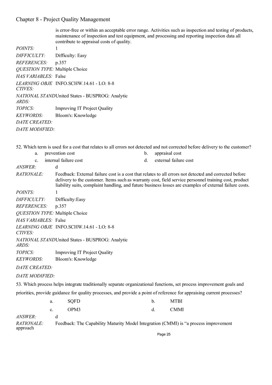 Chapter 8 Project Quality Management Multiple Choice - Page 8
