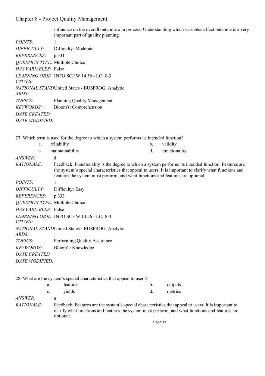 Chapter 8 Project Quality Management Multiple Choice - Page 11