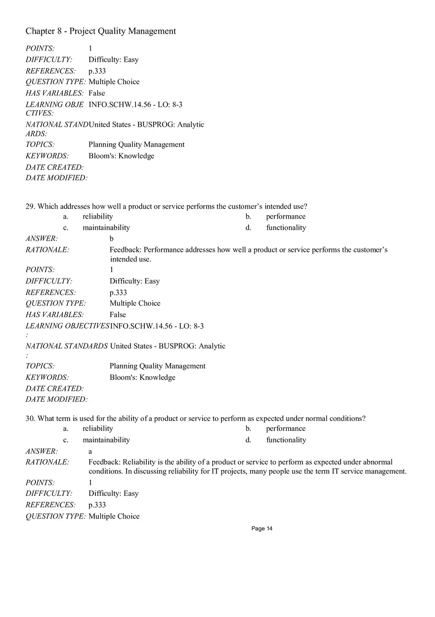 Chapter 8 Project Quality Management Multiple Choice - Page 12