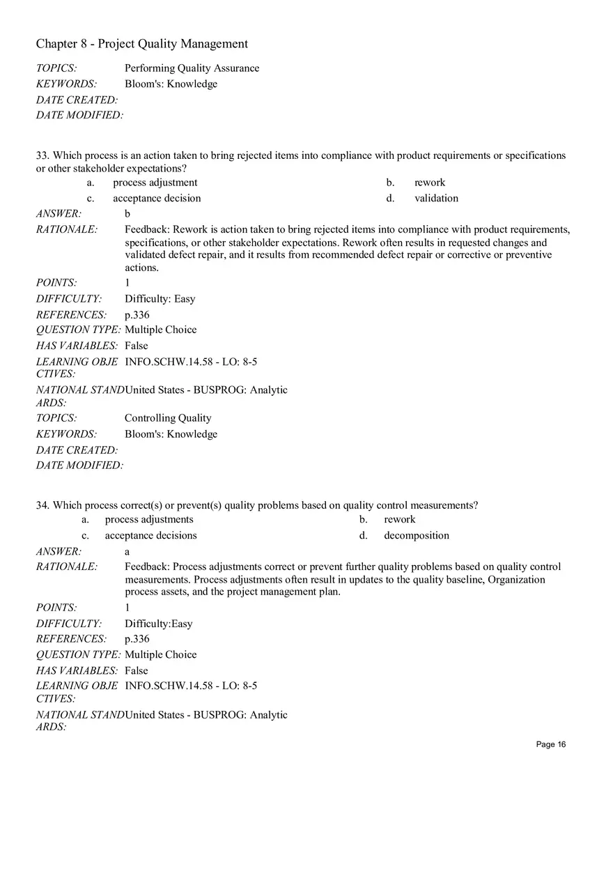 Chapter 8 Project Quality Management Multiple Choice - Page 14