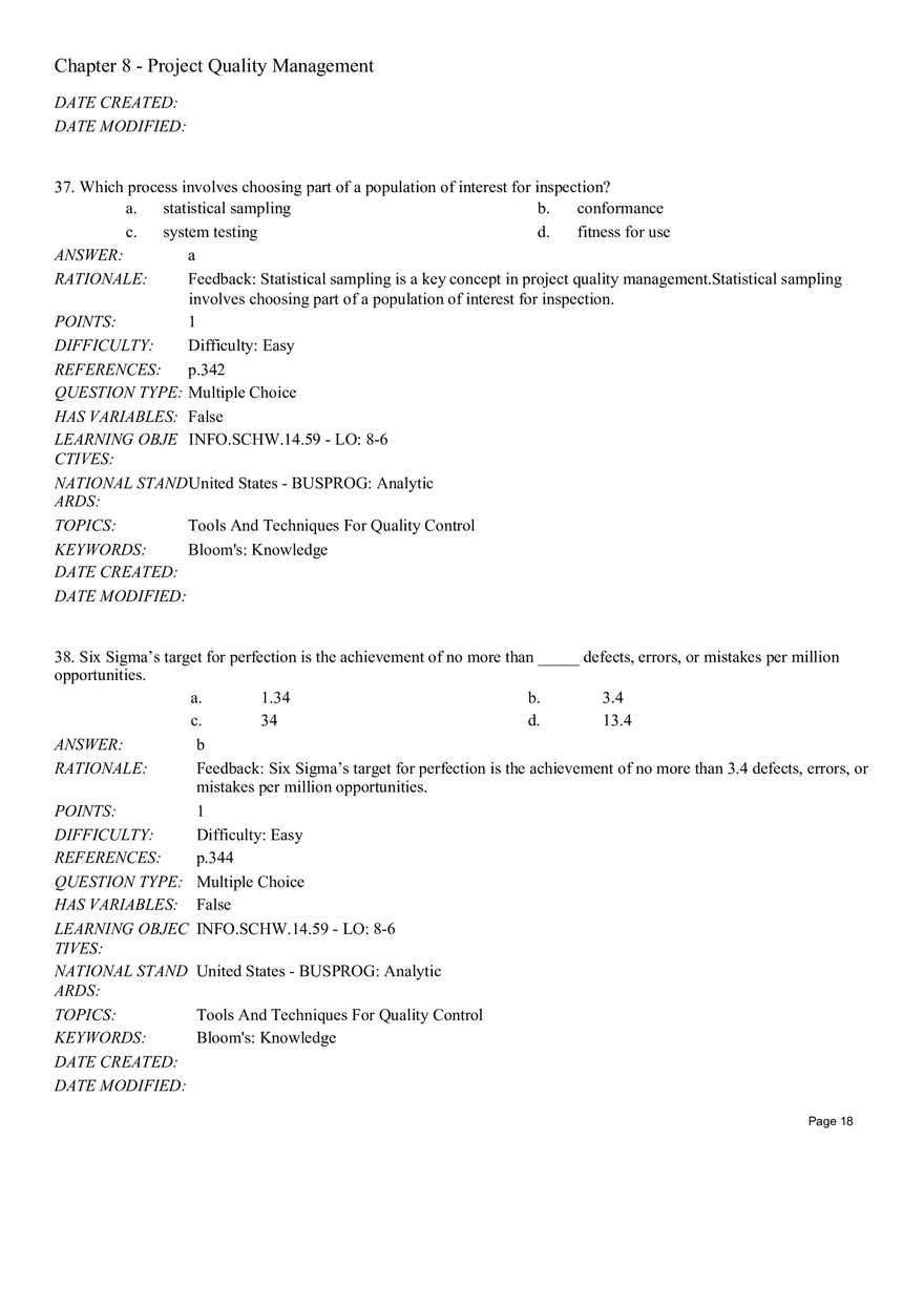 Chapter 8 Project Quality Management Multiple Choice - Page 16