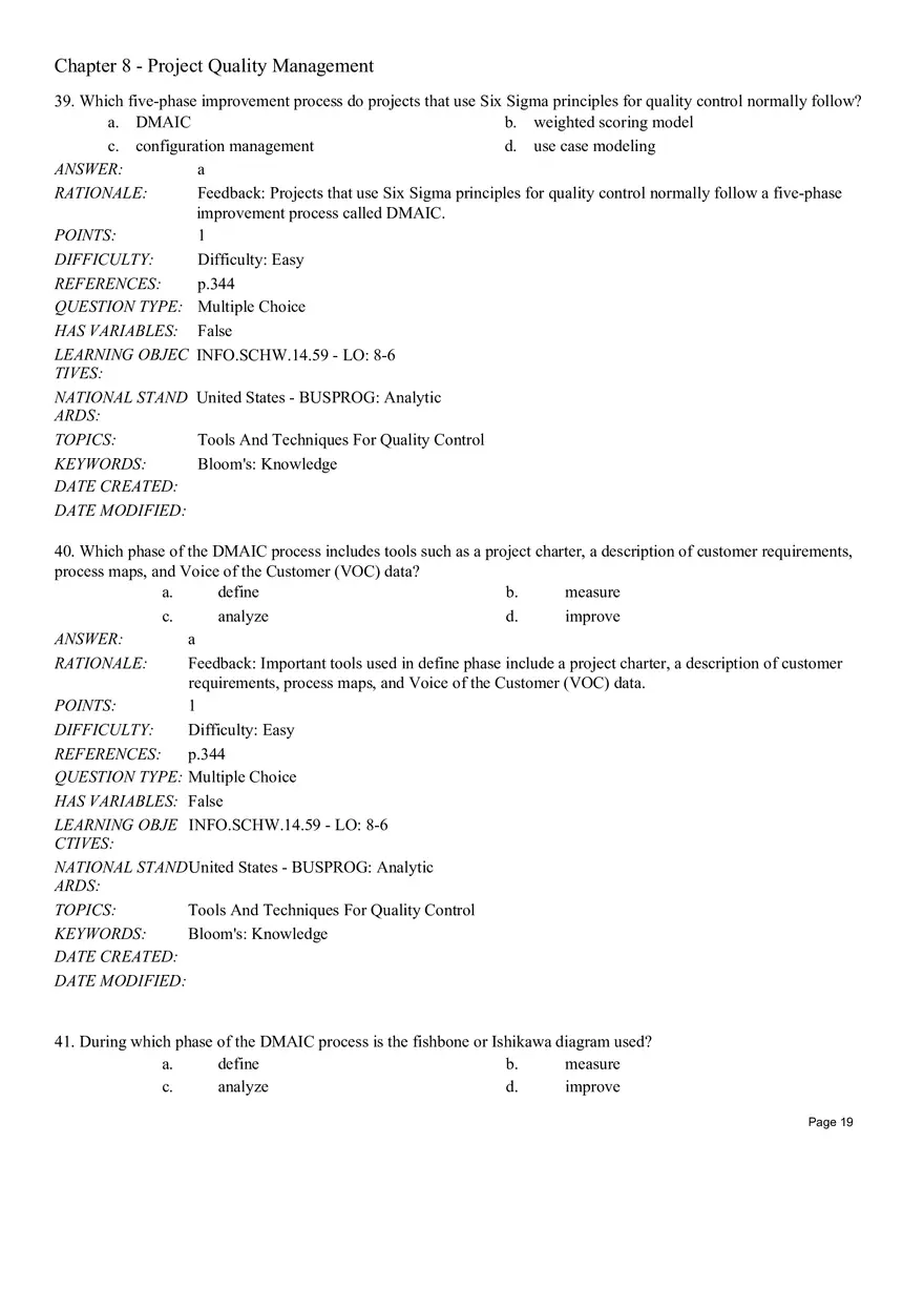 Chapter 8 Project Quality Management Multiple Choice - Page 17