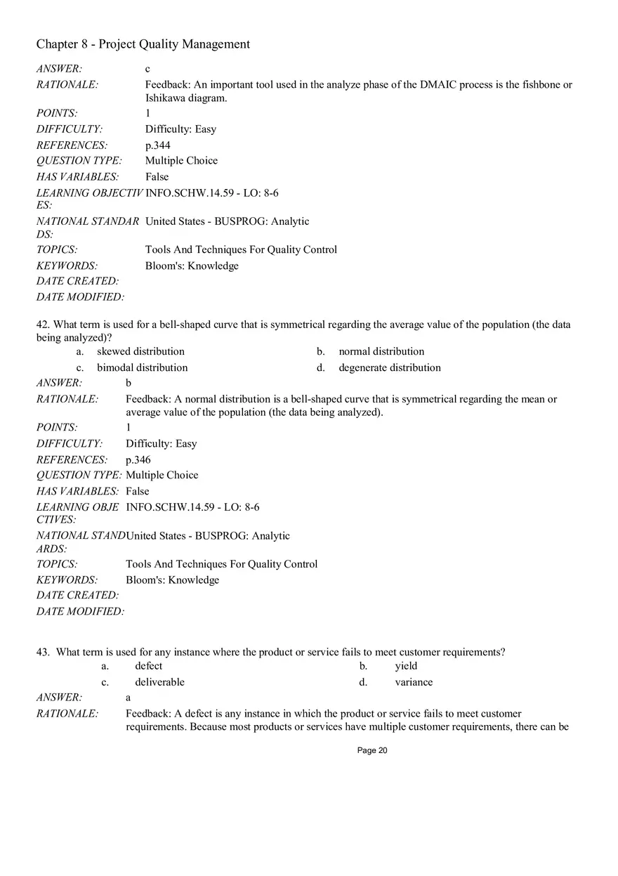 Chapter 8 Project Quality Management Multiple Choice - Page 3