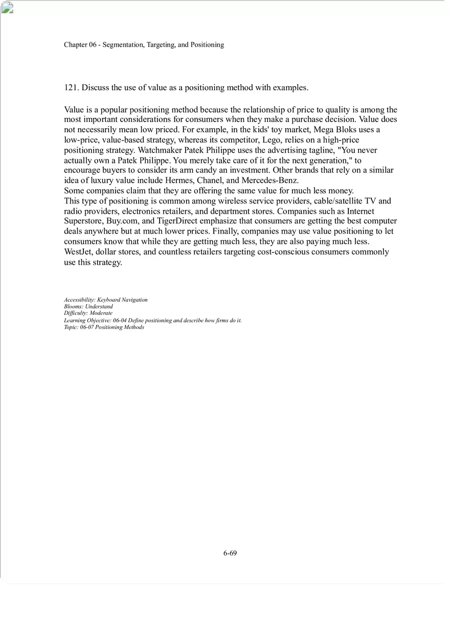 Segmentation, Targeting, and Positioning Short Answer - Page 8