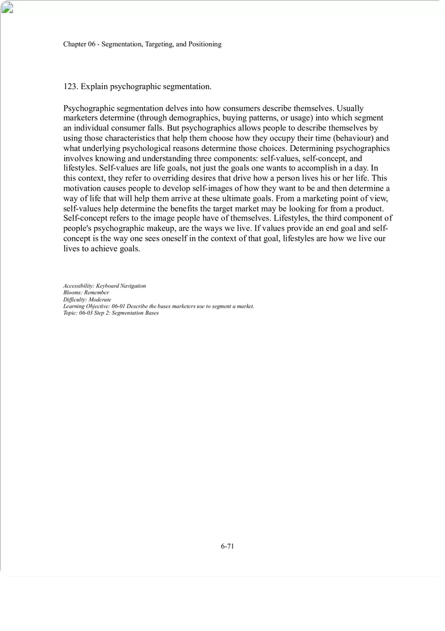 Segmentation, Targeting, and Positioning Short Answer - Page 10