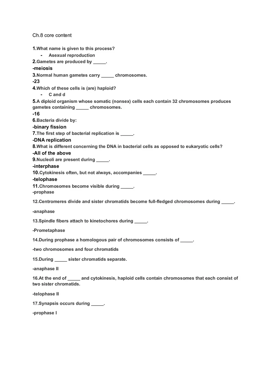 Biology Ch.8 Core Conten Answers - Page 1