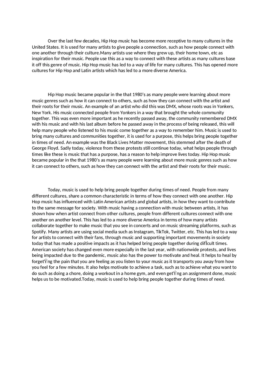 Hip Hop Music Essay - Page 1