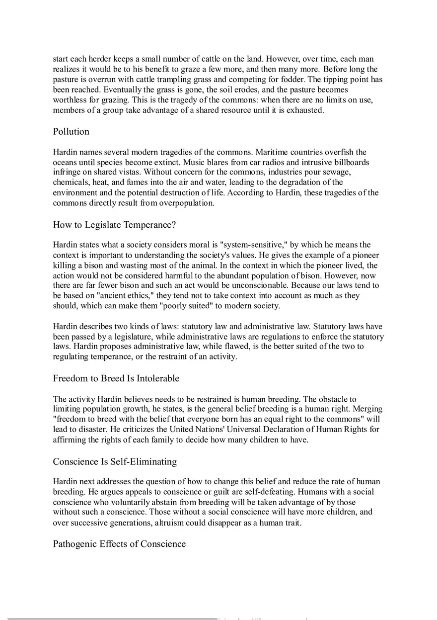 Garrett Hardin The Tragedy of the Commons Summary - Page 2