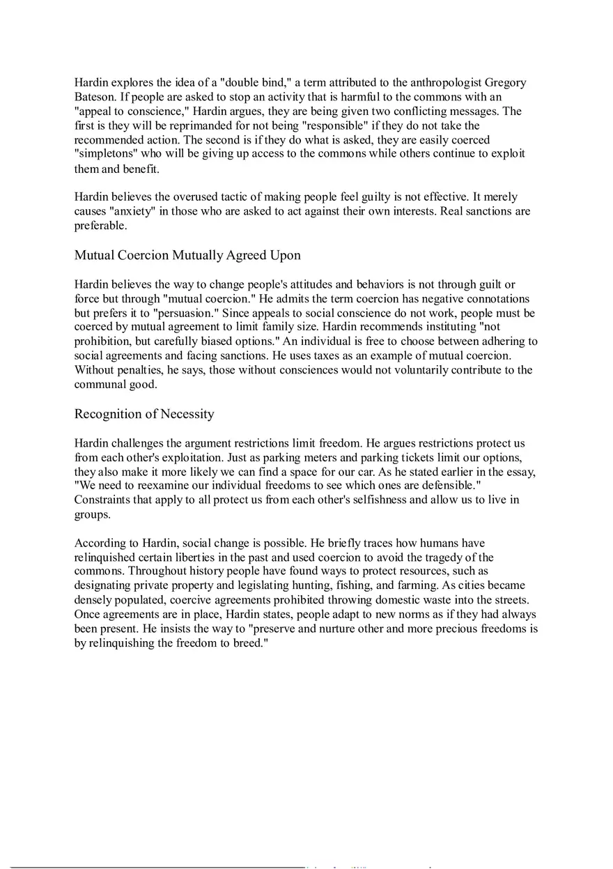 Garrett Hardin The Tragedy of the Commons Summary - Page 3