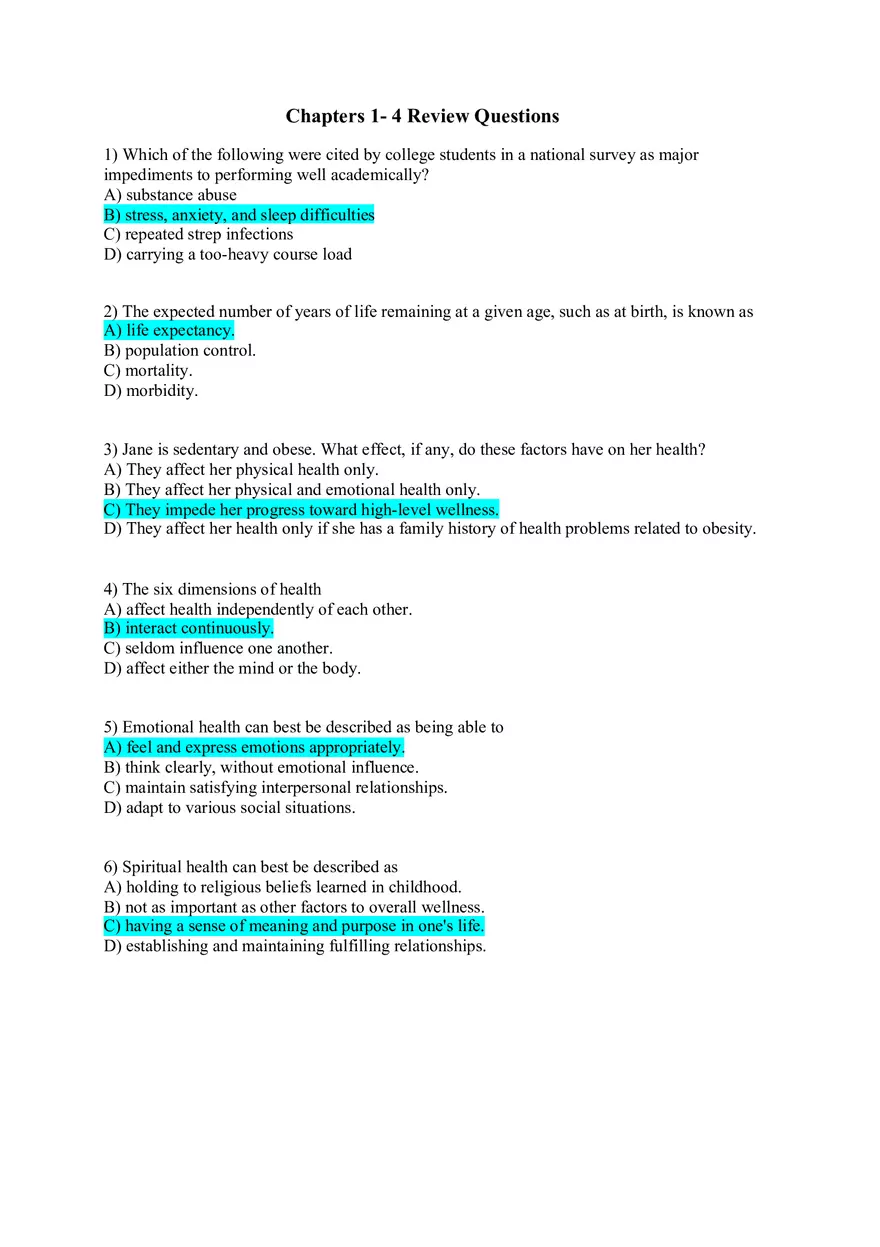 Chapters 1- 4 Review Questions - Page 1