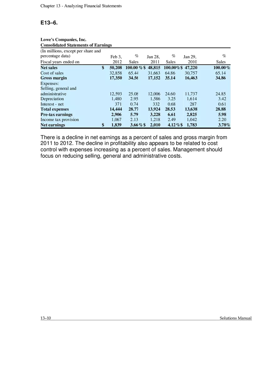 Chapter 13 Analyzing Financial Statements Exercises - Page 3