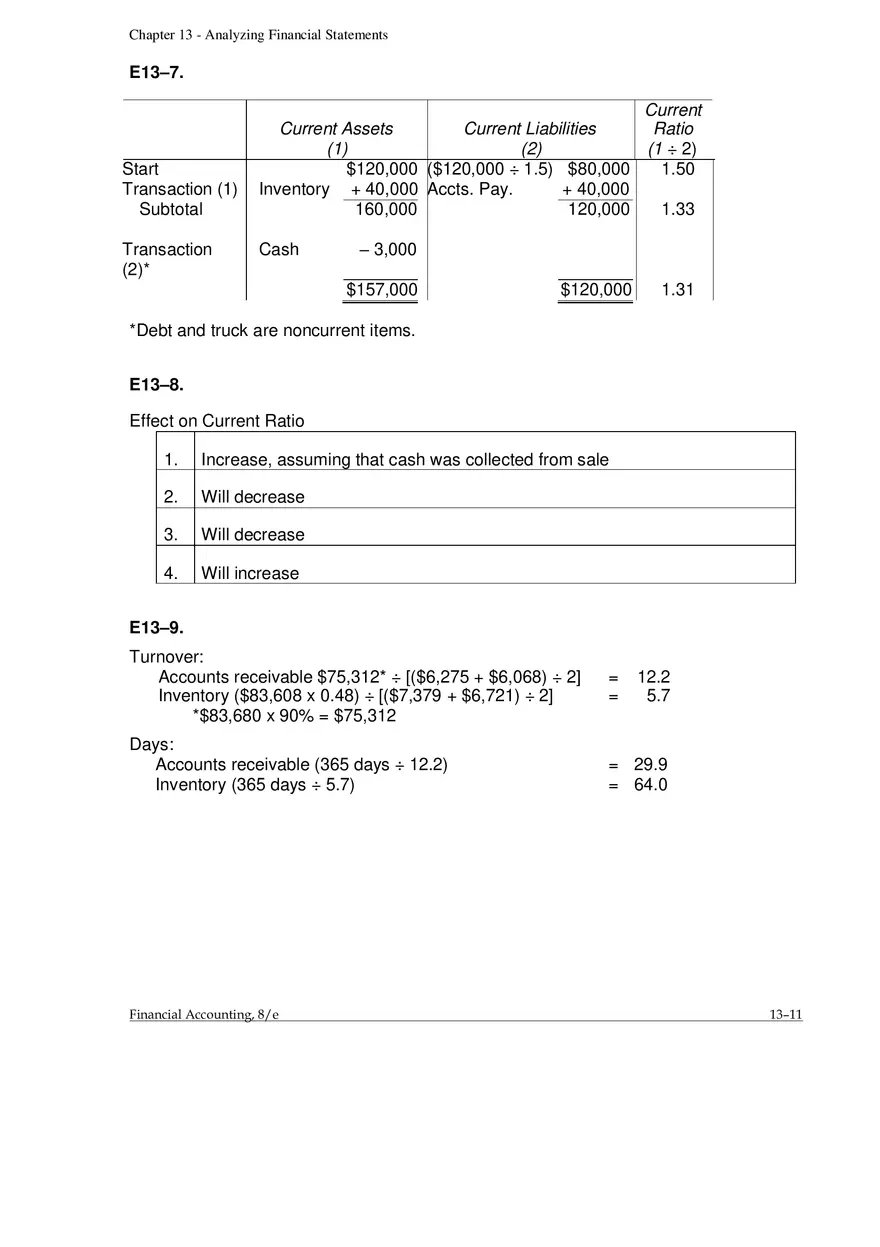 Chapter 13 Analyzing Financial Statements Exercises - Page 4