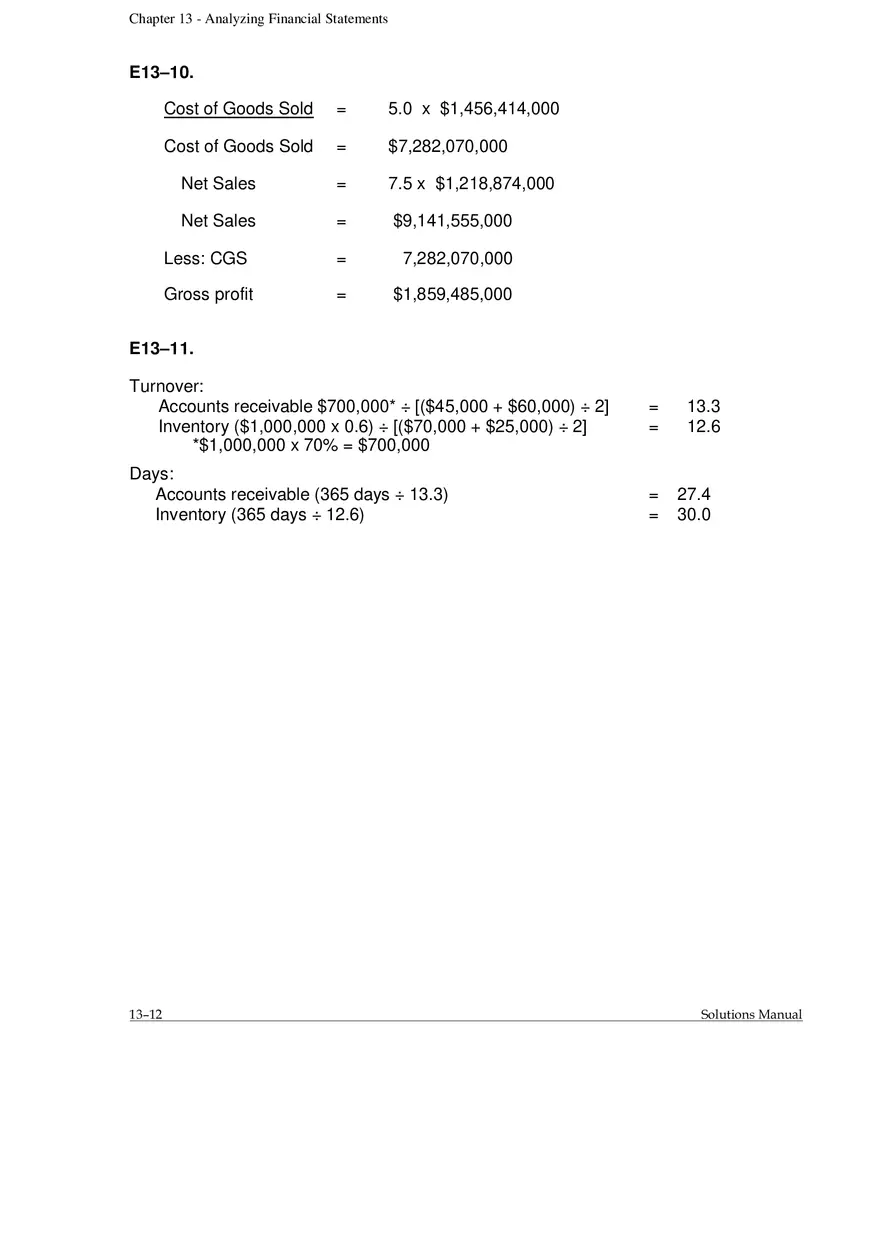 Chapter 13 Analyzing Financial Statements Exercises - Page 5