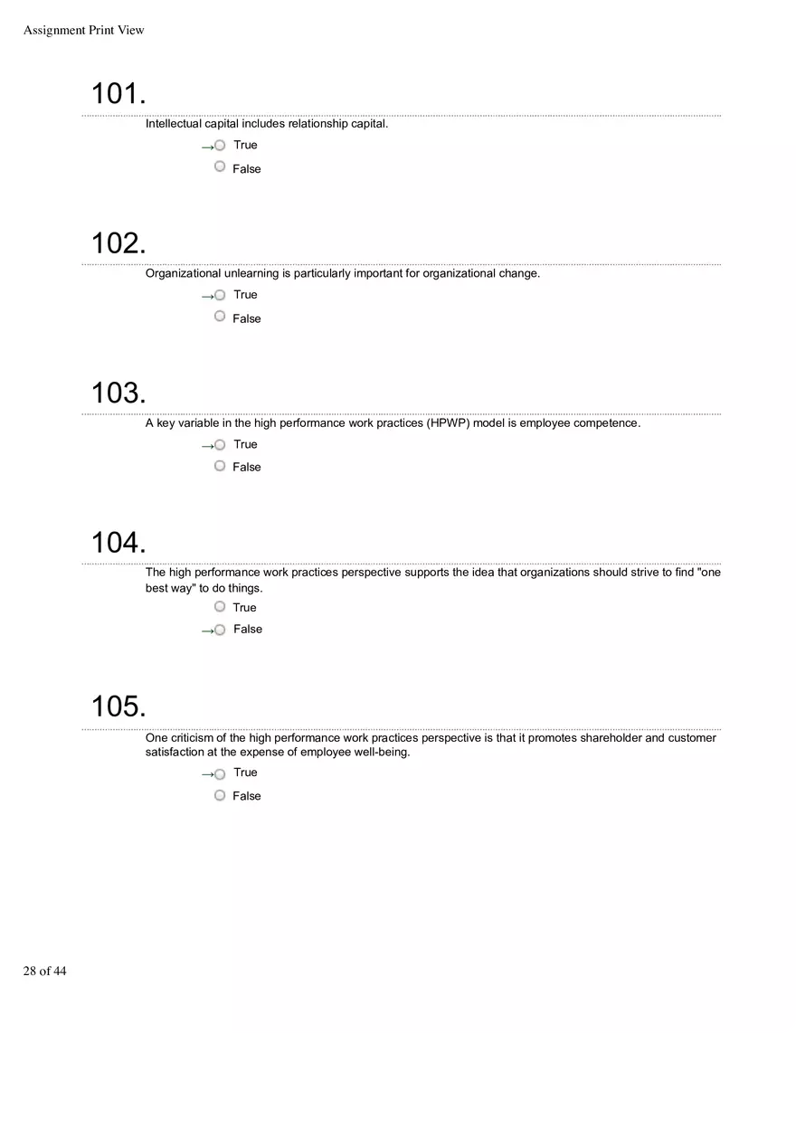 Organizational Behavior Ch 1 True False 1 - Page 8