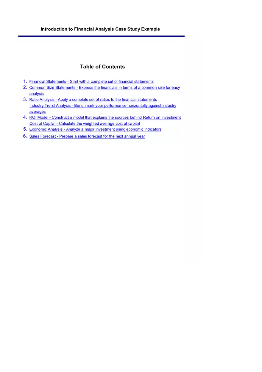 Introduction to Financial Analysis Case Study Example - Page 1