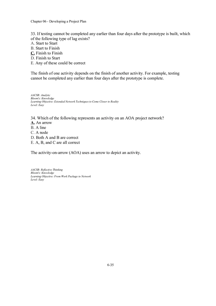 Chapter 06 - Developing a Project Plan Multiple Choice Part 2 - Page 8