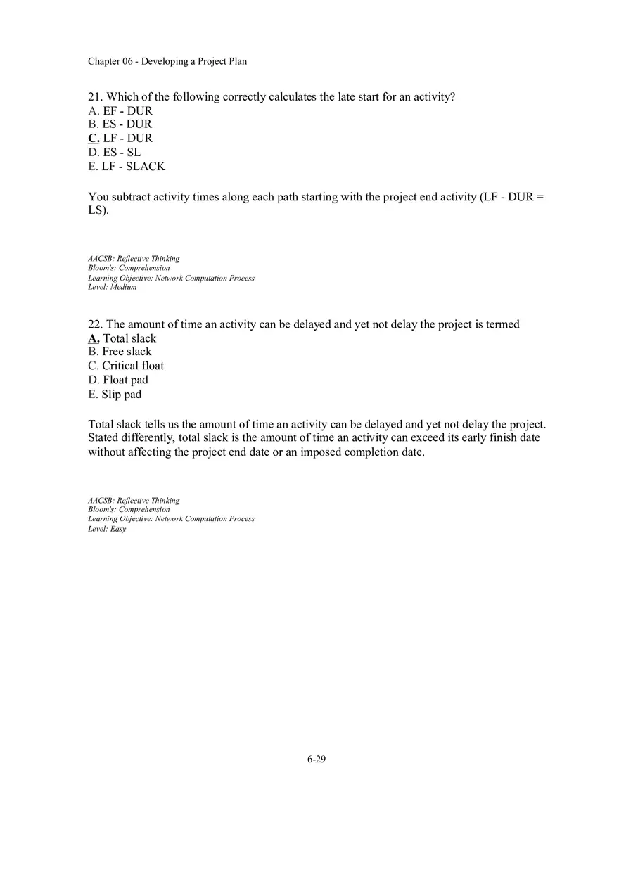 Chapter 06 - Developing a Project Plan Multiple Choice Part 2 - Page 2