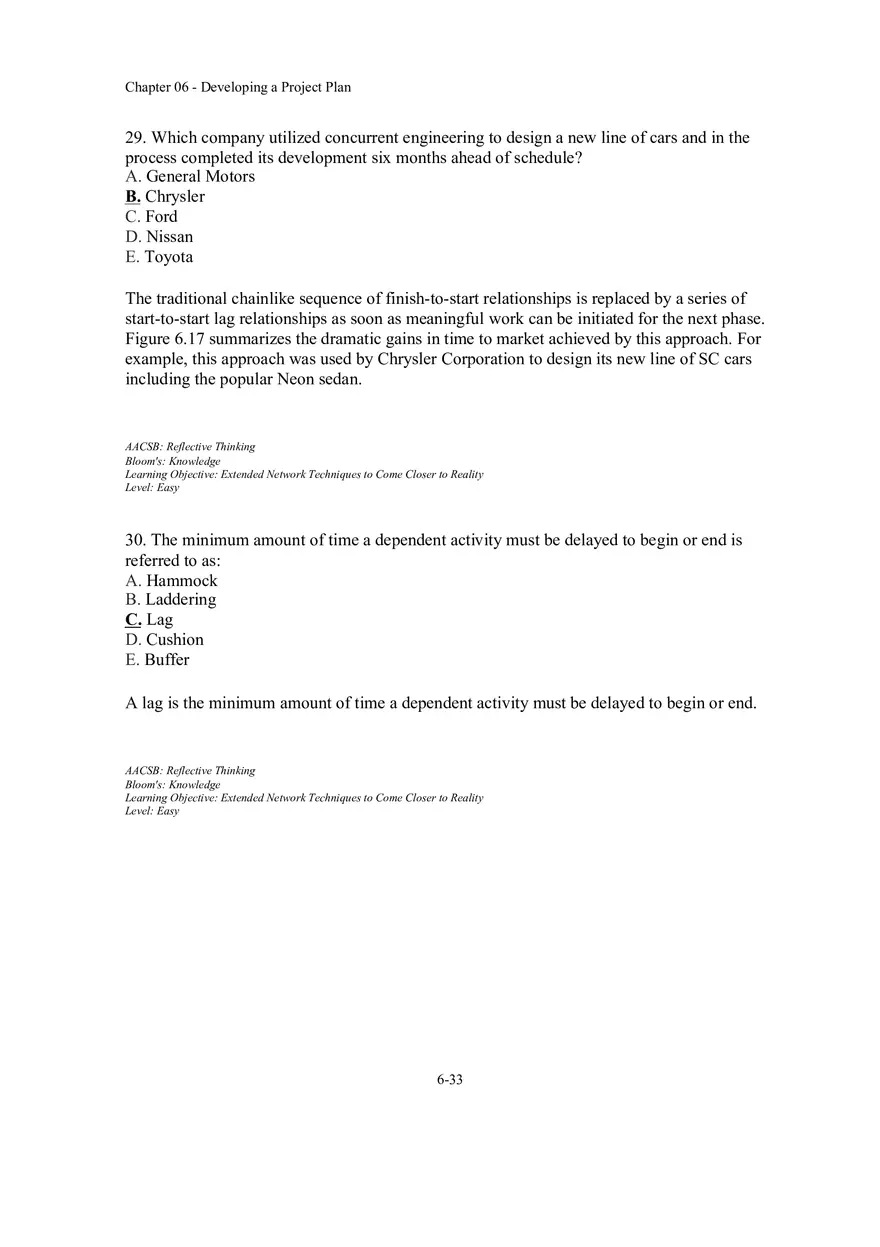 Chapter 06 - Developing a Project Plan Multiple Choice Part 2 - Page 6