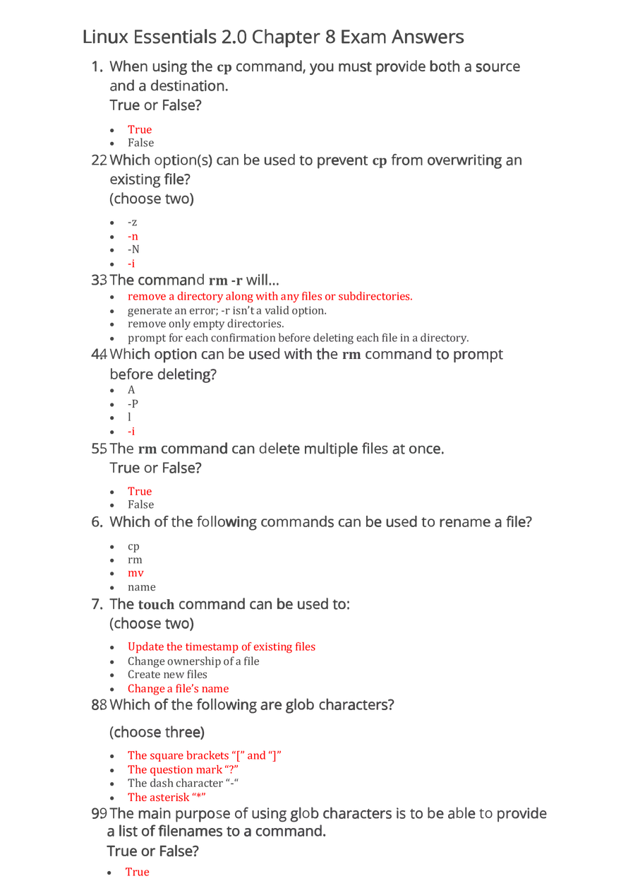 Linux Essentials 2.0 Chapter 8 Exam Answers - Page 1