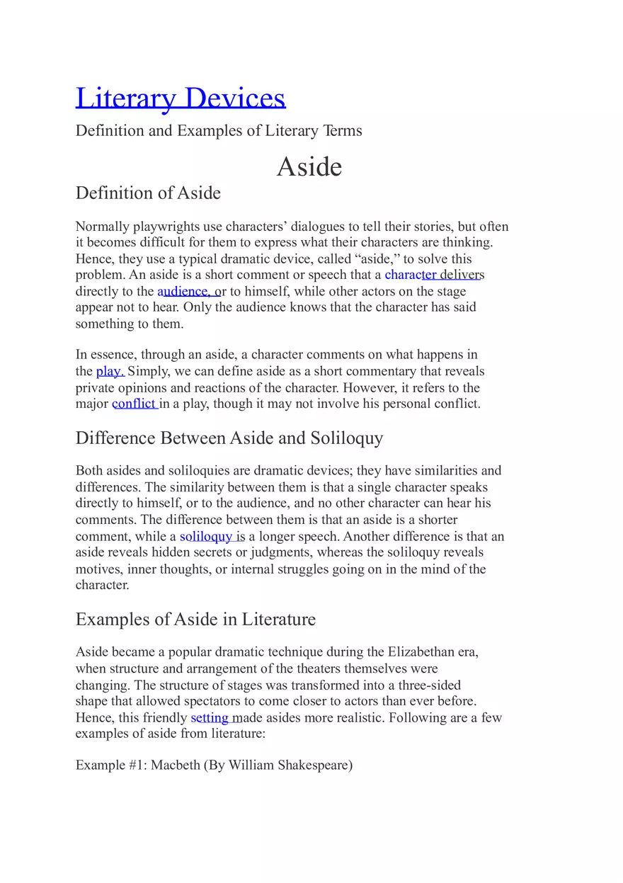 Literary Devices -  Aside - Page 1