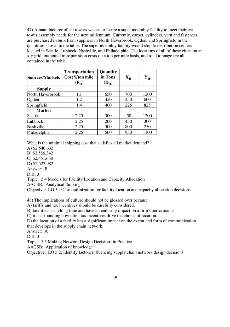 Chapter 5 Network Design in the Supply Chain Multiple Choice 2 - Page 7
