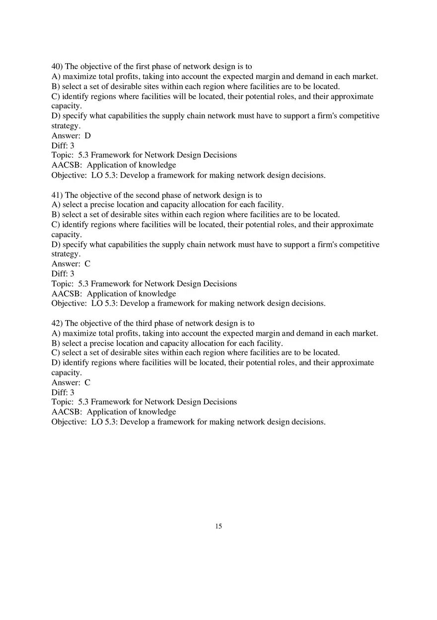 Chapter 5 Network Design in the Supply Chain Multiple Choice 2 - Page 3