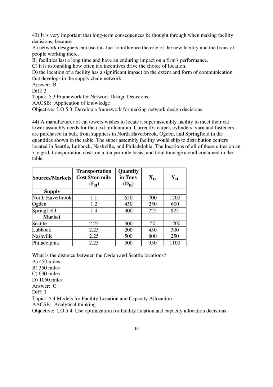 Chapter 5 Network Design in the Supply Chain Multiple Choice 2 - Page 4