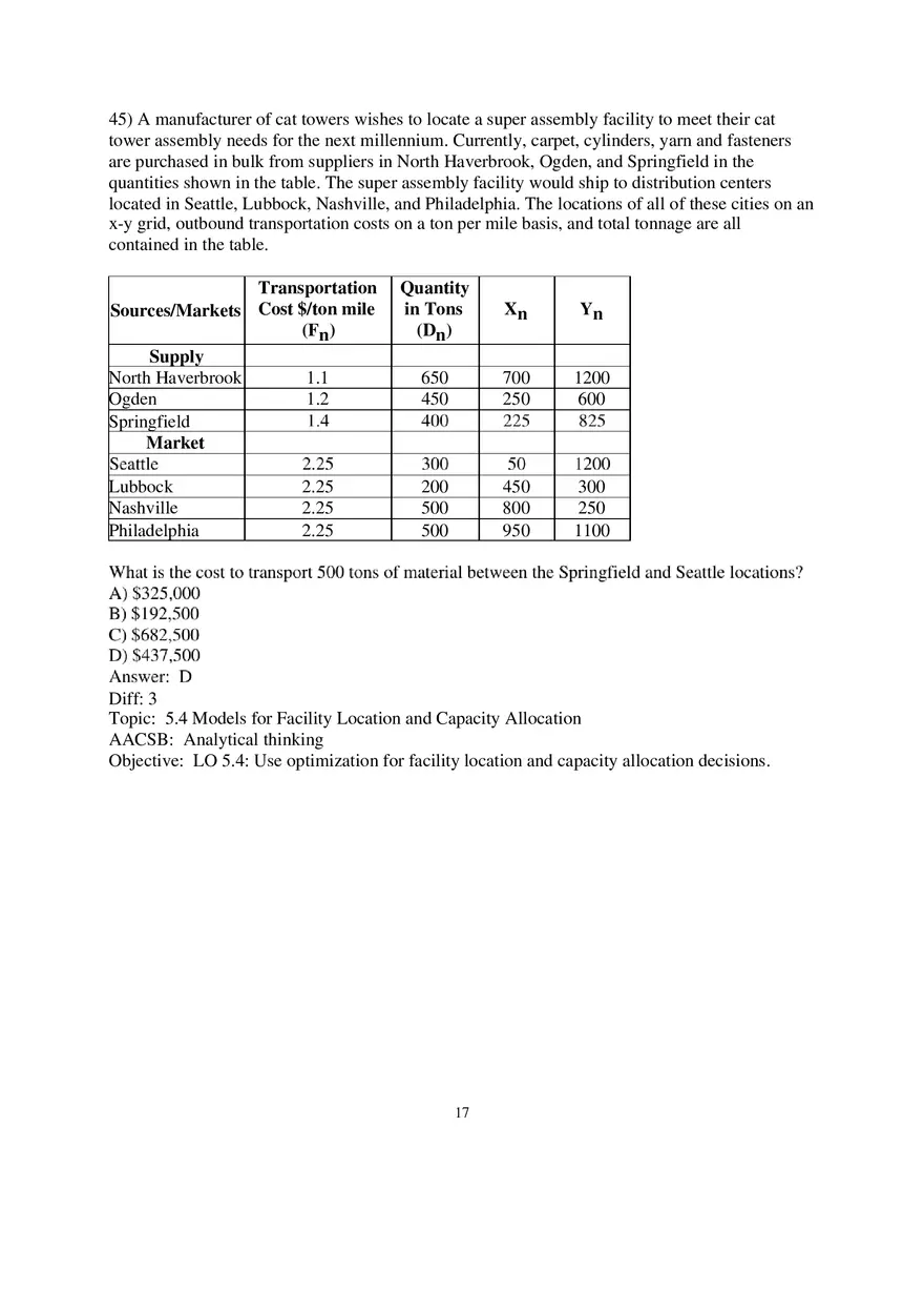 Chapter 5 Network Design in the Supply Chain Multiple Choice 2 - Page 5