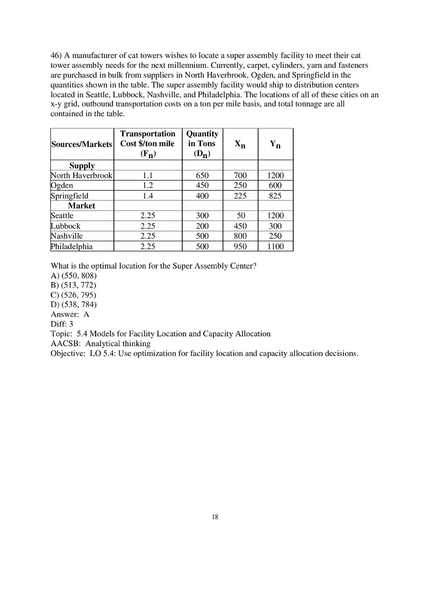 Chapter 5 Network Design in the Supply Chain Multiple Choice 2 - Page 6